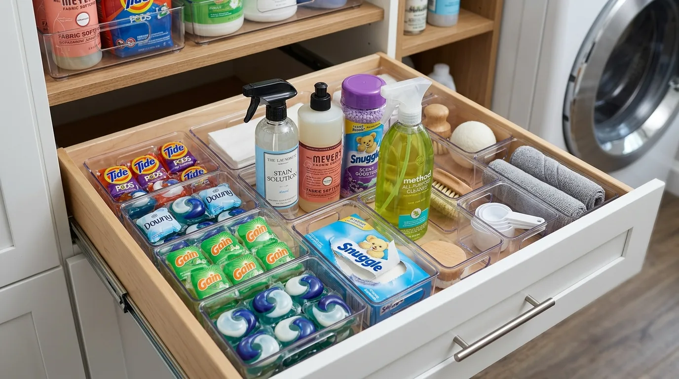 Use vertical space before adding bulk inspiration for a laundry room.